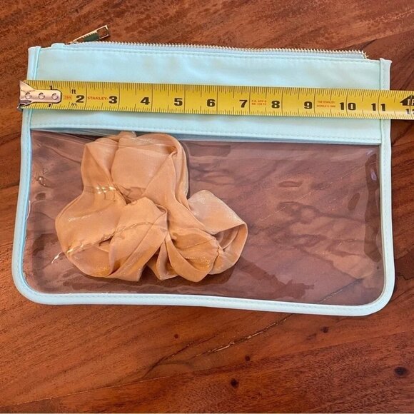 Clear Travel Pouch with Fuzzy Patch Letters 'HAIR' Teal Green - Bag Only - Picture 4 of 11